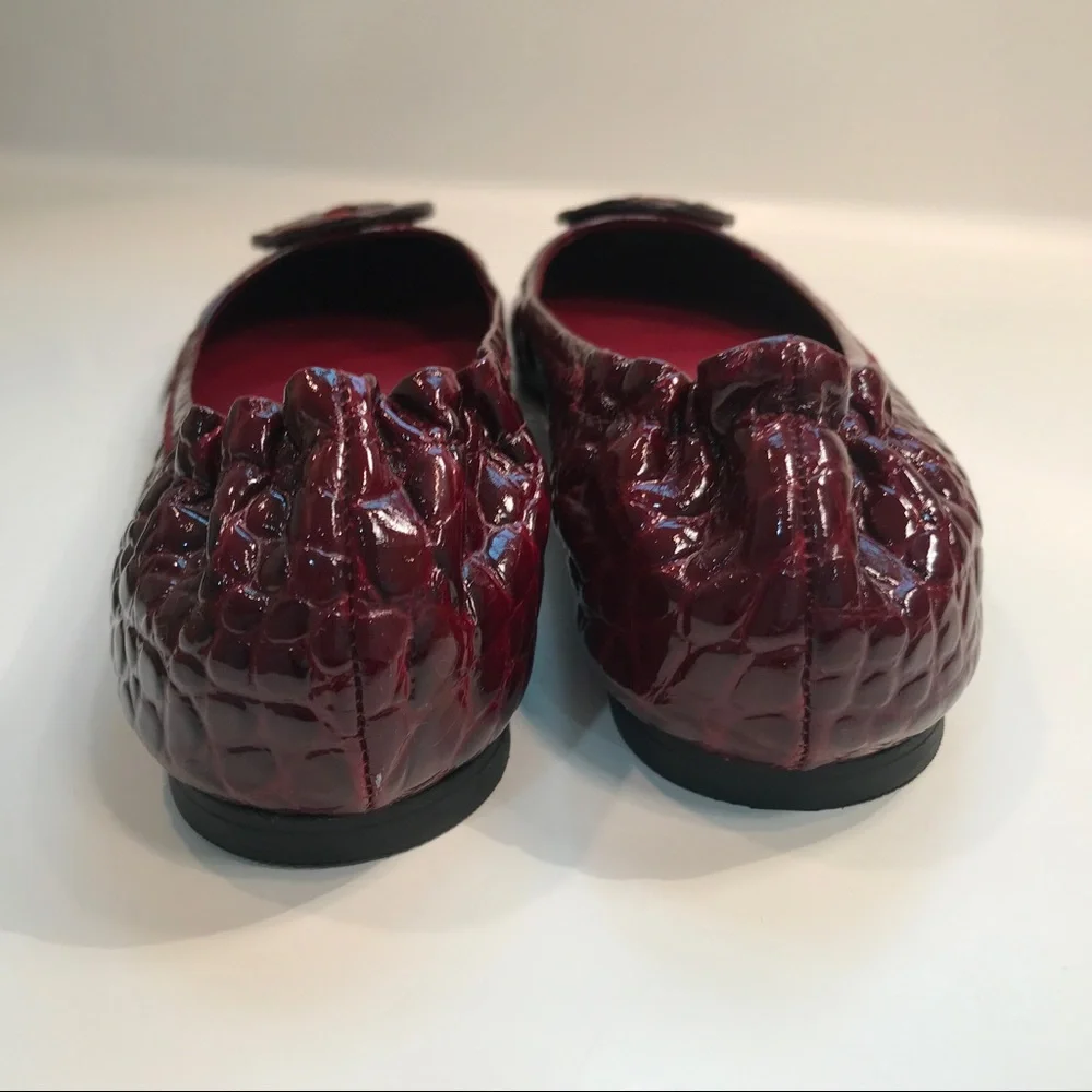 Tory Burch Deep Red Patent Leather Flats Size 7.5